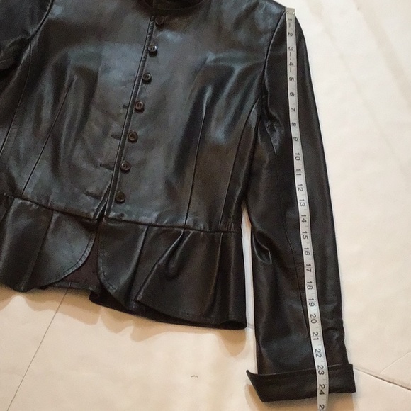 CARINA NEW YORK WOMEN BROWN LONG SLEEVES LEATHER JACKET SZ 6 - Picture 12 of 14